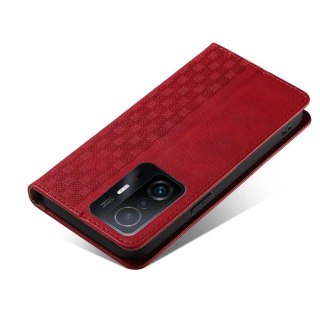Magnet Strap Case etui do Xiaomi Redmi Note 11 Pro pokrowiec portfel + mini smycz zawieszka czerwony