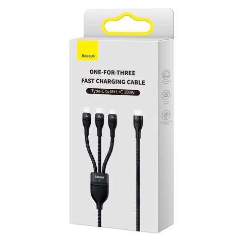 Baseus Flash Series II kabel USB Typ C - USB Typ C / Lightning / micro USB 100 W 1,5 m czarny (CASS030201) Baseus Flash Series II kabel USB Typ C - USB Typ C / Lightning / micro USB 100 W 1,5 m czarny (CASS030201)
