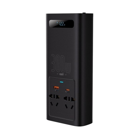 Baseus IGBT samochodowa przetwornica inwerter prądu 300W 220V (wtyczka CN/EU) czarny (CGNB010101) Baseus IGBT samochodowa przetwornica inwerter prądu 300W 220V (wtyczka CN/EU) czarny (CGNB010101)