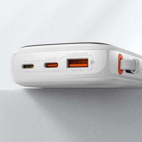 Baseus Qpow powerbank 10000mAh wbudowany kabel USB Typu C 22.5W Quick Charge SCP AFC FCP biały (PPQD020102) Baseus Qpow powerbank 10000mAh wbudowany kabel USB Typu C 22.5W Quick Charge SCP AFC FCP biały (PPQD020102)