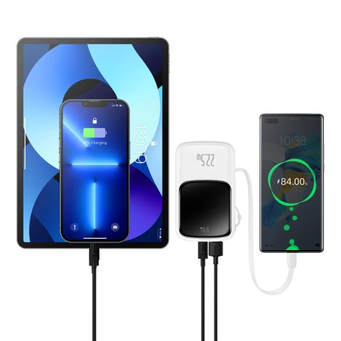 Baseus Qpow powerbank 10000mAh wbudowany kabel USB Typu C 22.5W Quick Charge SCP AFC FCP biały (PPQD020102) Baseus Qpow powerbank 10000mAh wbudowany kabel USB Typu C 22.5W Quick Charge SCP AFC FCP biały (PPQD020102)