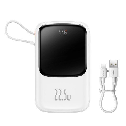 Baseus Qpow powerbank 10000mAh wbudowany kabel USB Typu C 22.5W Quick Charge SCP AFC FCP biały (PPQD020102) Baseus Qpow powerbank 10000mAh wbudowany kabel USB Typu C 22.5W Quick Charge SCP AFC FCP biały (PPQD020102)