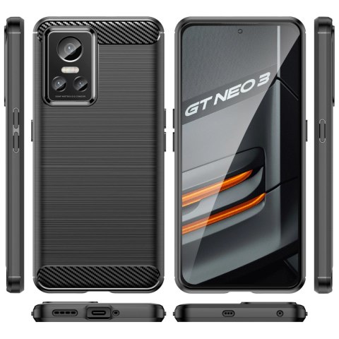Carbon Case elastyczne etui pokrowiec Realme GT Neo 3 czarny Carbon Case elastyczne etui pokrowiec Realme GT Neo 3 czarny