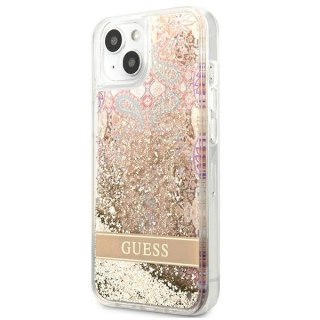 Etui Guess Paisley Liquid Glitter na iPhone 13 mini - złote