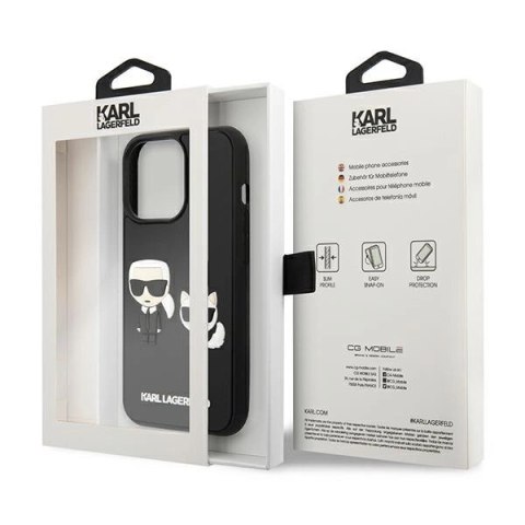 Etui Karl Lagerfeld Karl&Choupette Ikonik 3D na iPhone 13 Pro / iPhone 13 - czarne Etui Karl Lagerfeld Karl&Choupette Ikonik 3D na iPhone 13 Pro / iPhone 13 - czarne