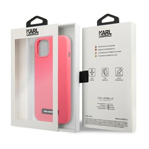 Etui Karl Lagerfeld Silicone Plaque na iPhone 13 - fuksjowy