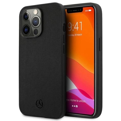 Etui Mercedes Leather Meshed Metal Logo na iPhone 13 Pro / iPhone 13 - czarne Etui Mercedes Leather Meshed Metal Logo na iPhone 13 Pro / iPhone 13 - czarne