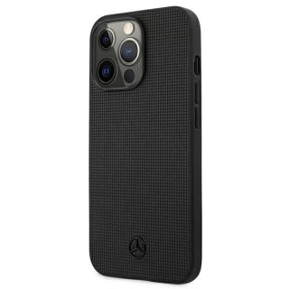 Etui Mercedes Leather Meshed Metal Logo na iPhone 13 Pro / iPhone 13 - czarne