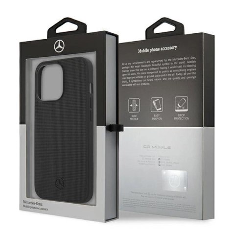 Etui Mercedes Leather Meshed Metal Logo na iPhone 13 Pro / iPhone 13 - czarne Etui Mercedes Leather Meshed Metal Logo na iPhone 13 Pro / iPhone 13 - czarne