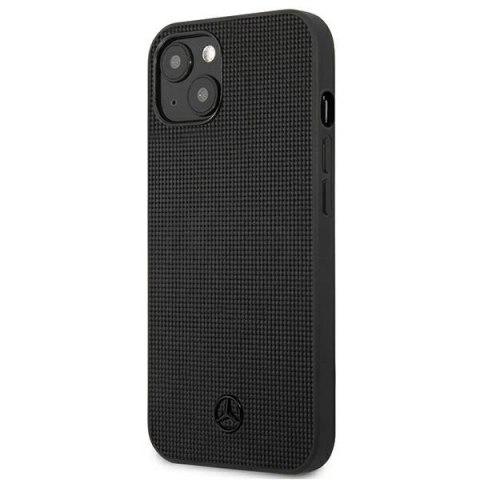 Etui Mercedes Leather Meshed Metal Logo na iPhone 13 - czarne