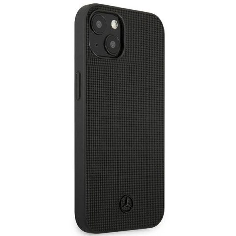 Etui Mercedes Leather Meshed Metal Logo na iPhone 13 - czarne