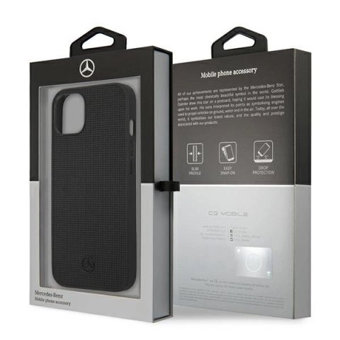 Etui Mercedes Leather Meshed Metal Logo na iPhone 13 - czarne