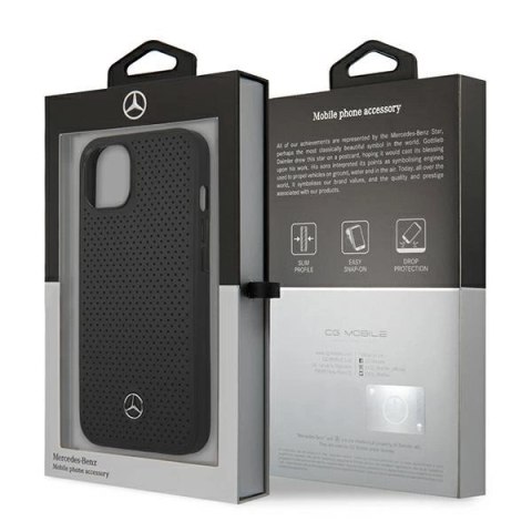 Etui Mercedes Leather Perforated na iPhone 13 - czarne