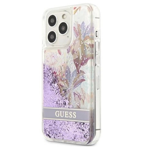 Guess GUHCP13LLFLSU iPhone 13 Pro / 13 6,1" fioletowy/purple hardcase Flower Liquid Glitter