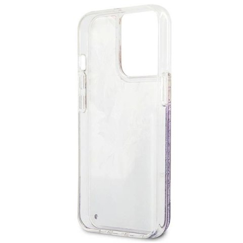 Guess GUHCP13LLFLSU iPhone 13 Pro / 13 6,1" fioletowy/purple hardcase Flower Liquid Glitter