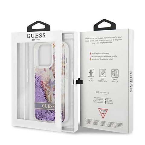 Guess GUHCP13LLFLSU iPhone 13 Pro / 13 6,1" fioletowy/purple hardcase Flower Liquid Glitter