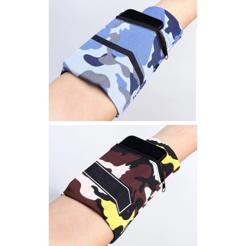 Materiałowa opaska armband na ramię do biegania fitness moro niebieski Materiałowa opaska armband na ramię do biegania fitness moro niebieski