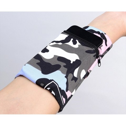 Materiałowa opaska armband na ramię do biegania fitness moro niebieski Materiałowa opaska armband na ramię do biegania fitness moro niebieski