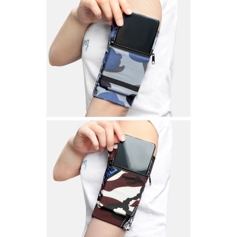 Materiałowa opaska armband na ramię do biegania fitness moro niebieski Materiałowa opaska armband na ramię do biegania fitness moro niebieski