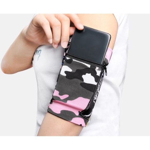 Materiałowa opaska armband na ramię do biegania fitness moro niebieski Materiałowa opaska armband na ramię do biegania fitness moro niebieski