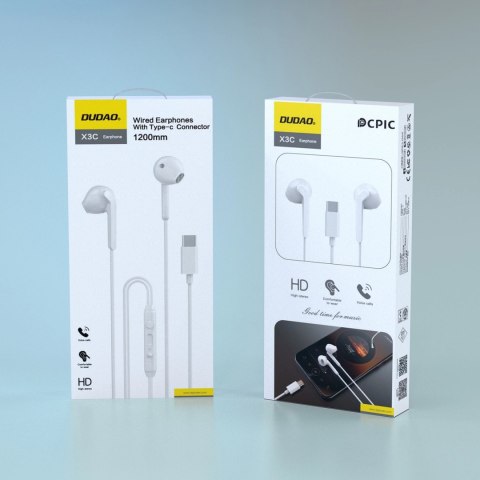 Słuchawki Dudao X3C douszne przewodowe USB-C 1.2m - białe Słuchawki Dudao X3C douszne przewodowe USB-C 1.2m - białe