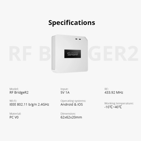 Sonoff centralka sterująca Wi-Fi do urządzeń RF433MHz biała (RF Bridge R2) Sonoff centralka sterująca Wi-Fi do urządzeń RF433MHz biała (RF Bridge R2)