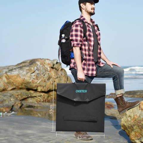 Ładowarka Choetech SC008 solarna składana 120W DC / USB-C / 2x USB-A - czarna Ładowarka Choetech SC008 solarna składana 120W DC / USB-C / 2x USB-A - czarna