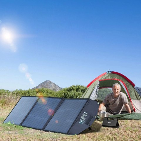 Ładowarka Choetech SC008 solarna składana 120W DC / USB-C / 2x USB-A - czarna Ładowarka Choetech SC008 solarna składana 120W DC / USB-C / 2x USB-A - czarna