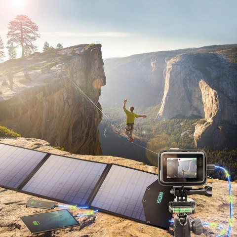 Ładowarka Choetech SC008 solarna składana 120W DC / USB-C / 2x USB-A - czarna Ładowarka Choetech SC008 solarna składana 120W DC / USB-C / 2x USB-A - czarna