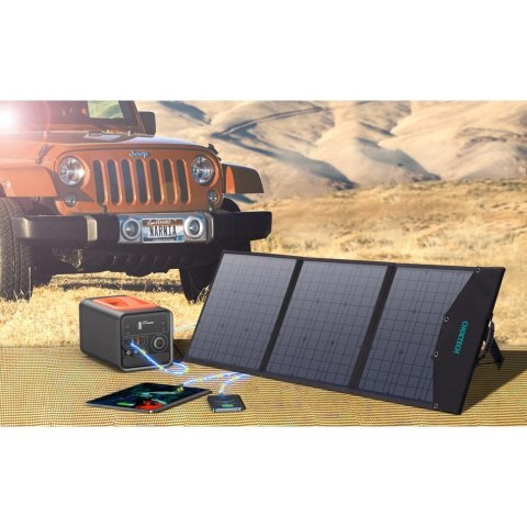 Ładowarka Choetech SC008 solarna składana 120W DC / USB-C / 2x USB-A - czarna Ładowarka Choetech SC008 solarna składana 120W DC / USB-C / 2x USB-A - czarna