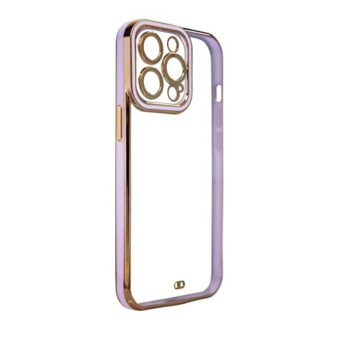 Fashion Case etui do iPhone 12 Pro Max żelowy pokrowiec ze złotą ramką fioletowy Fashion Case etui do iPhone 12 Pro Max żelowy pokrowiec ze złotą ramką fioletowy