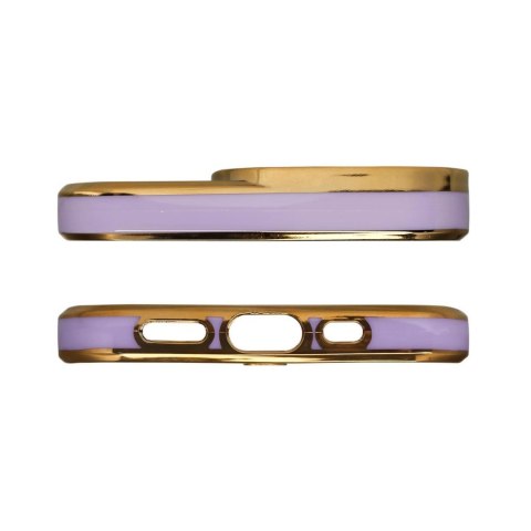 Fashion Case etui do iPhone 12 Pro Max żelowy pokrowiec ze złotą ramką fioletowy Fashion Case etui do iPhone 12 Pro Max żelowy pokrowiec ze złotą ramką fioletowy