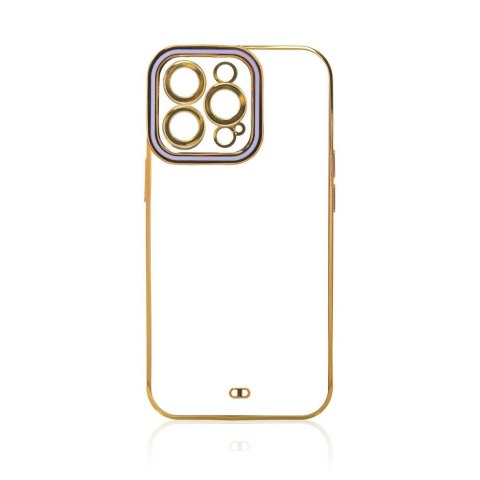 Fashion Case etui do iPhone 12 Pro Max żelowy pokrowiec ze złotą ramką fioletowy Fashion Case etui do iPhone 12 Pro Max żelowy pokrowiec ze złotą ramką fioletowy