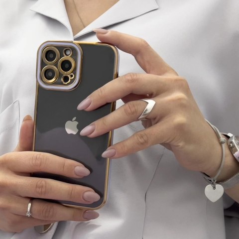 Fashion Case etui do iPhone 12 Pro Max żelowy pokrowiec ze złotą ramką fioletowy Fashion Case etui do iPhone 12 Pro Max żelowy pokrowiec ze złotą ramką fioletowy