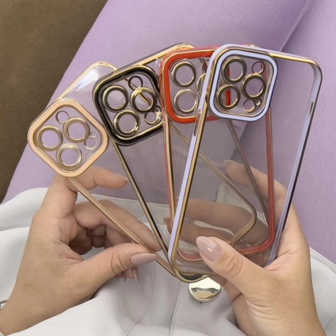 Fashion Case etui do iPhone 12 Pro Max żelowy pokrowiec ze złotą ramką fioletowy Fashion Case etui do iPhone 12 Pro Max żelowy pokrowiec ze złotą ramką fioletowy