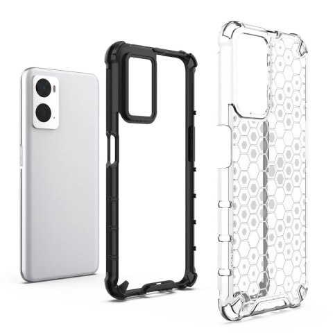 Honeycomb etui pancerny pokrowiec z żelową ramką Oppo A76 / Oppo A36 / Realme 9i czarny Honeycomb etui pancerny pokrowiec z żelową ramką Oppo A76 / Oppo A36 / Realme 9i czarny