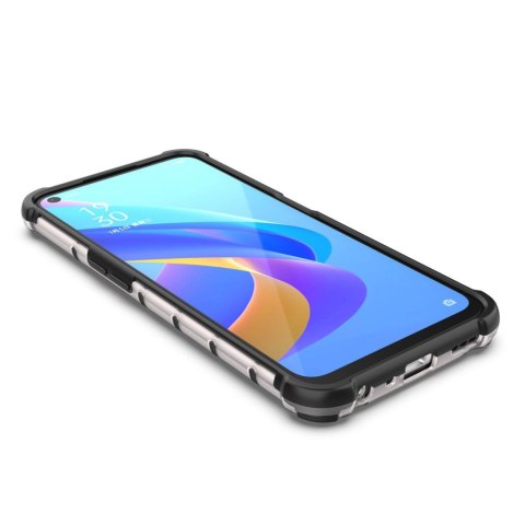 Honeycomb etui pancerny pokrowiec z żelową ramką Oppo A76 / Oppo A36 / Realme 9i czarny Honeycomb etui pancerny pokrowiec z żelową ramką Oppo A76 / Oppo A36 / Realme 9i czarny
