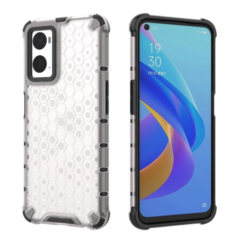 Honeycomb etui pancerny pokrowiec z żelową ramką Oppo A76 / Oppo A36 / Realme 9i czarny Honeycomb etui pancerny pokrowiec z żelową ramką Oppo A76 / Oppo A36 / Realme 9i czarny