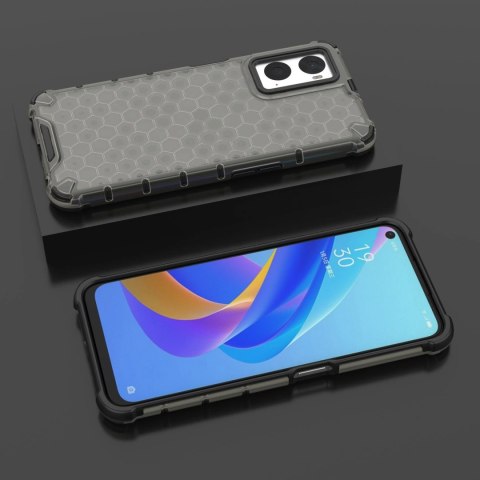 Honeycomb etui pancerny pokrowiec z żelową ramką Oppo A76 / Oppo A36 / Realme 9i czarny Honeycomb etui pancerny pokrowiec z żelową ramką Oppo A76 / Oppo A36 / Realme 9i czarny