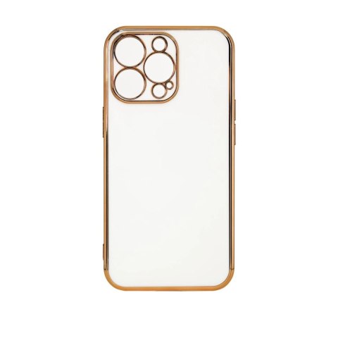 Lighting Color Case etui do iPhone 12 Pro Max żelowy pokrowiec ze złotą ramką biały Lighting Color Case etui do iPhone 12 Pro Max żelowy pokrowiec ze złotą ramką biały