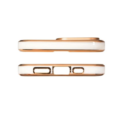 Lighting Color Case etui do iPhone 12 Pro Max żelowy pokrowiec ze złotą ramką biały Lighting Color Case etui do iPhone 12 Pro Max żelowy pokrowiec ze złotą ramką biały