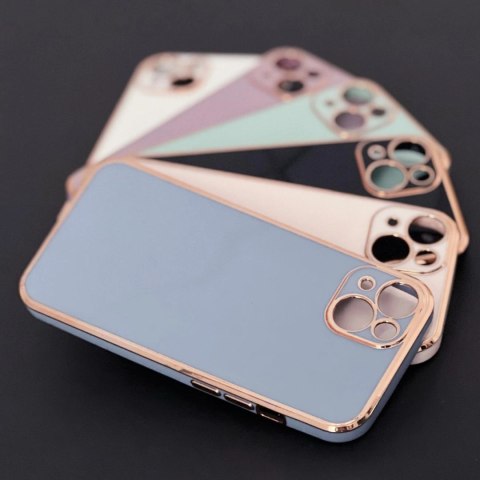 Lighting Color Case etui do iPhone 12 Pro Max żelowy pokrowiec ze złotą ramką biały Lighting Color Case etui do iPhone 12 Pro Max żelowy pokrowiec ze złotą ramką biały