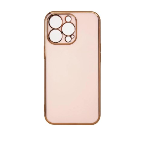 Lighting Color Case etui do iPhone 12 Pro Max żelowy pokrowiec ze złotą ramką różowy Lighting Color Case etui do iPhone 12 Pro Max żelowy pokrowiec ze złotą ramką różowy