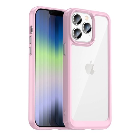 Outer Space Case etui iPhone 14 Pro sztywny pokrowiec z żelową ramką różowy Outer Space Case etui iPhone 14 Pro sztywny pokrowiec z żelową ramką różowy