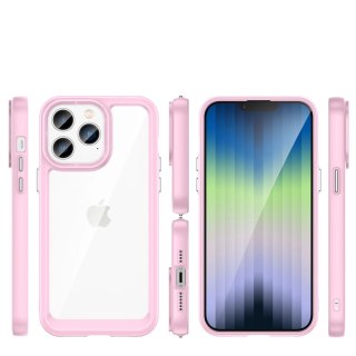 Outer Space Case etui iPhone 14 Pro sztywny pokrowiec z żelową ramką różowy