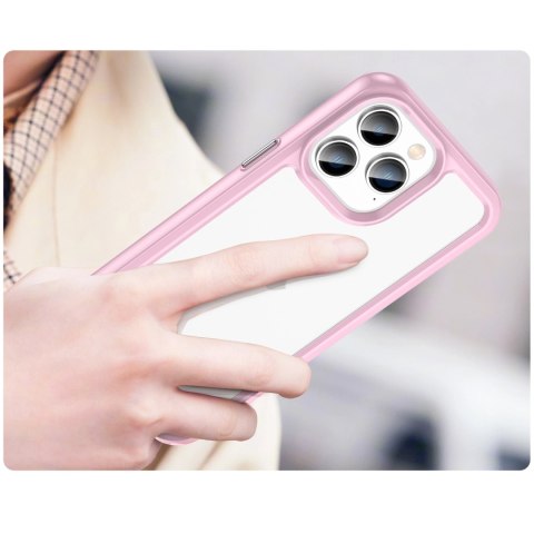 Outer Space Case etui iPhone 14 Pro sztywny pokrowiec z żelową ramką różowy Outer Space Case etui iPhone 14 Pro sztywny pokrowiec z żelową ramką różowy