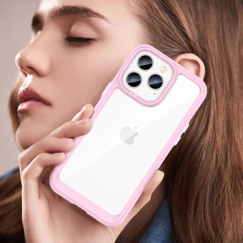 Outer Space Case etui iPhone 14 Pro sztywny pokrowiec z żelową ramką różowy Outer Space Case etui iPhone 14 Pro sztywny pokrowiec z żelową ramką różowy