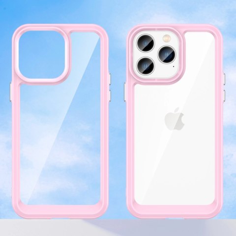 Outer Space Case etui iPhone 14 Pro sztywny pokrowiec z żelową ramką różowy Outer Space Case etui iPhone 14 Pro sztywny pokrowiec z żelową ramką różowy