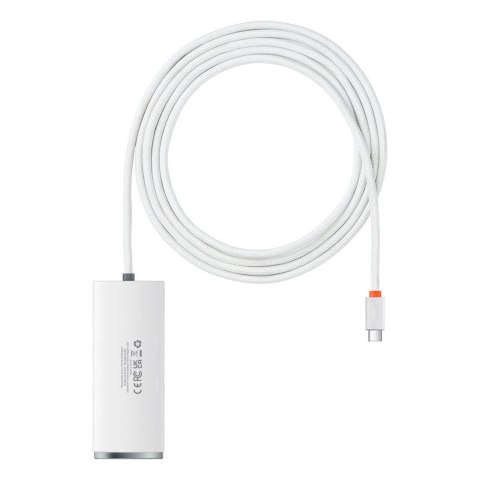 Baseus adapter HUB Lite USB-C do 4x USB 3.0 2,0m biały