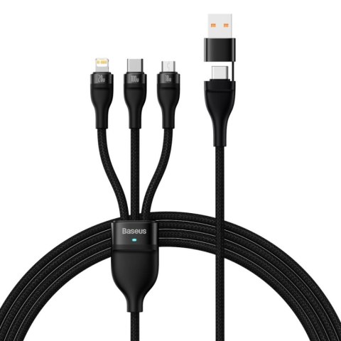 Baseus kabel 3w1 Flash II USB + USB-C - Lightning + USB-C + microUSB 1,5 m 3,5A czarny 100W Baseus kabel 3w1 Flash II USB + USB-C - Lightning + USB-C + microUSB 1,5 m 3,5A czarny 100W